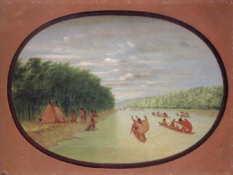 George Catlin Primitive Sailing by the Winnebago indians oil painting picture